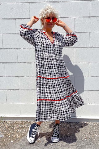 Keira Dress - Wavy Gingham