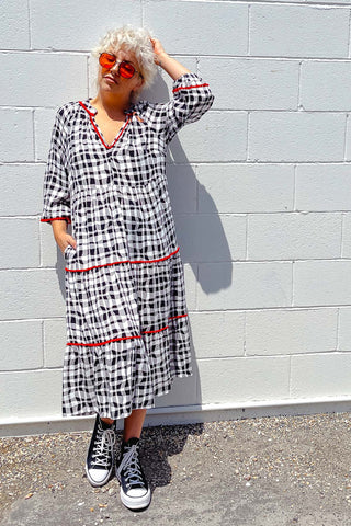 Keira Dress - Wavy Gingham
