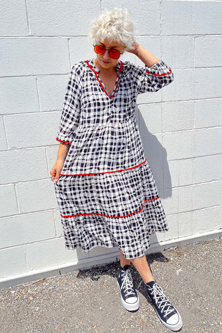 Keira Dress - Wavy Gingham