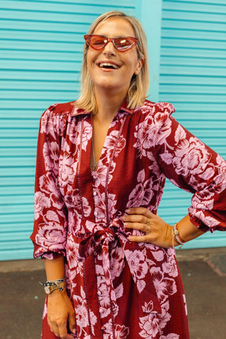 Kimba Dress - Berry Floral