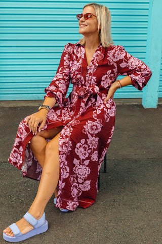 Kimba Dress - Berry Floral