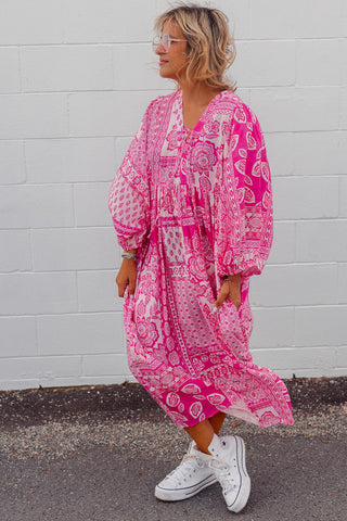 Lani Dress - Pink Paisley