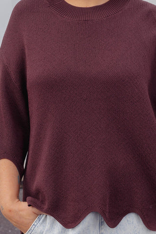 Lara Scalloped Knit - Chocolate