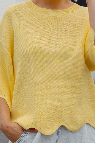 Lara Scalloped Knit - Lemon
