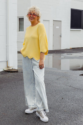 Lara Scalloped Knit - Lemon