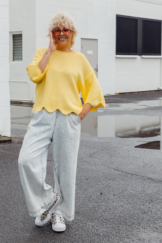 Lara Scalloped Knit - Lemon