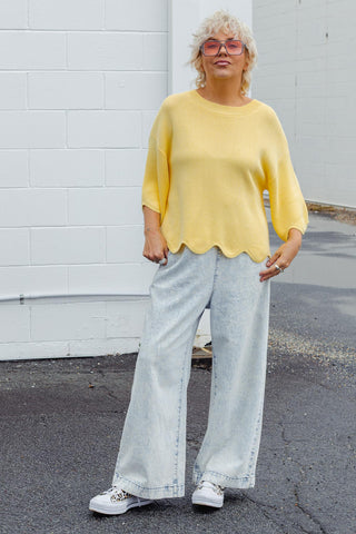 Lara Scalloped Knit - Lemon