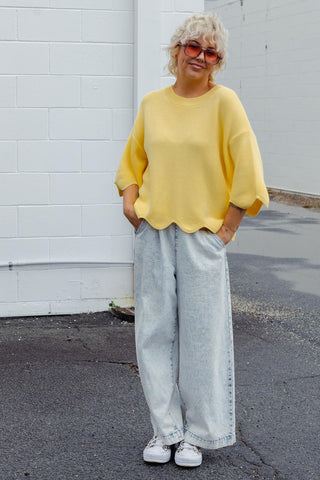 Lara Scalloped Knit - Lemon