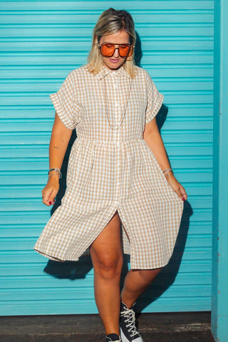 Lettie Dress - Natural Gingham