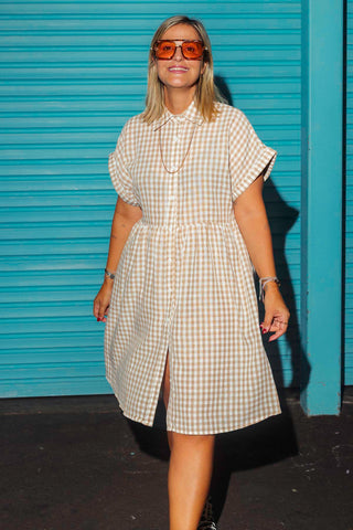 Lettie Dress - Natural Gingham