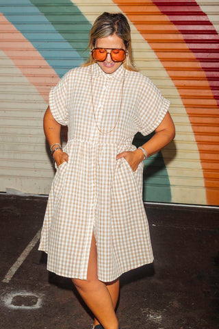 Lettie Dress - Natural Gingham