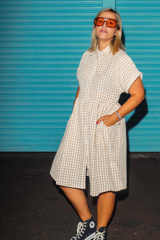 Lettie Dress - Natural Gingham