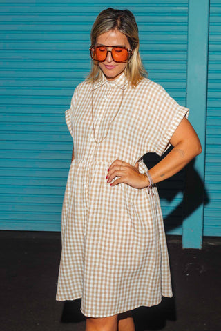 Lettie Dress - Natural Gingham