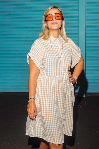 Lettie Dress - Natural Gingham