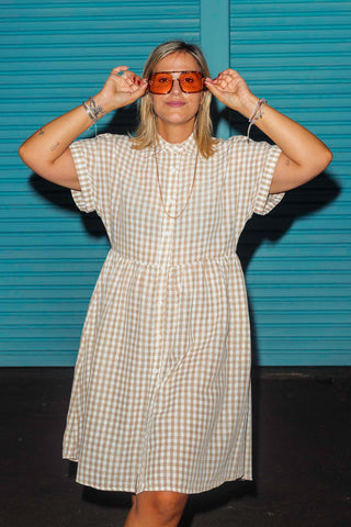 Lettie Dress - Natural Gingham