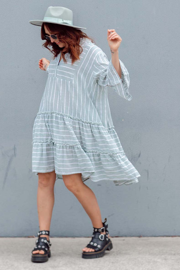 Linen Stella Dress - Mint