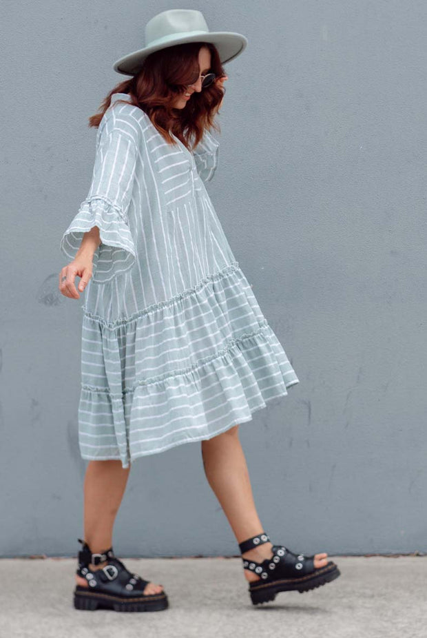 Linen Stella Dress - Mint