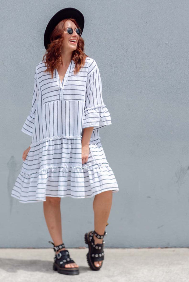 Linen Stella Dress - White