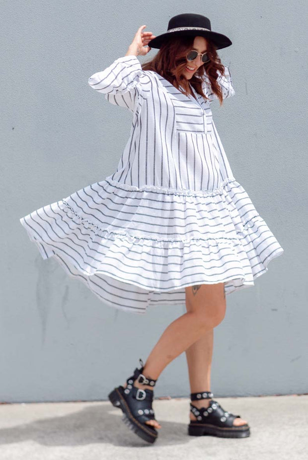 Linen Stella Dress - White