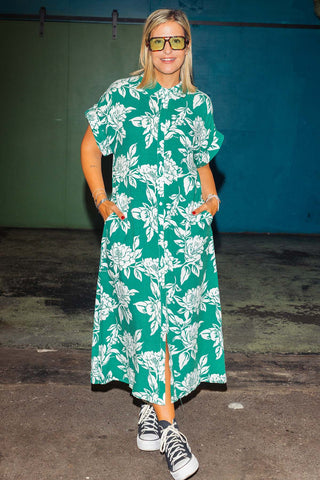 Luca Dress - Emerald Bloom