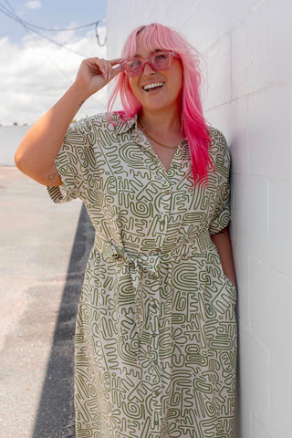 Luca Dress - Zig Zag Green