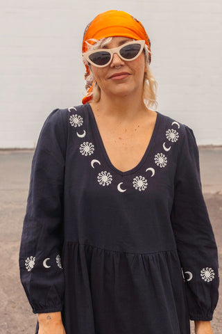 Luna Midi Dress - Navy