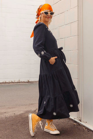 Luna Midi Dress - Navy