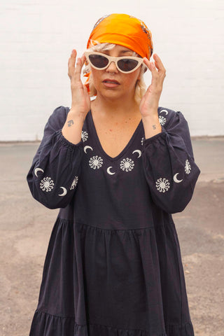 Luna Midi Dress - Navy