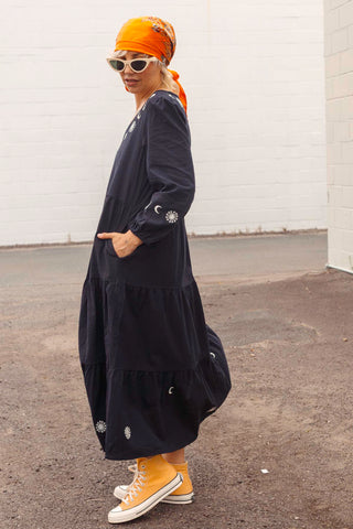 Luna Midi Dress - Navy