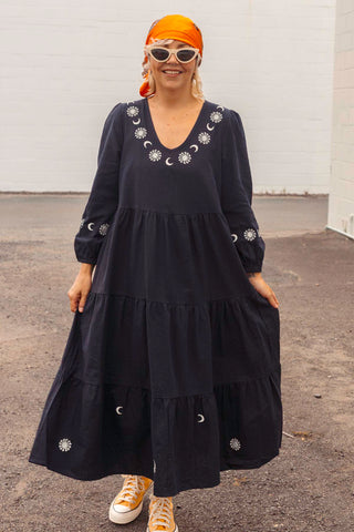 Luna Midi Dress - Navy