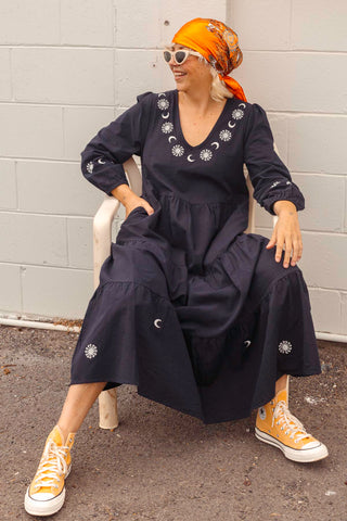 Luna Midi Dress - Navy