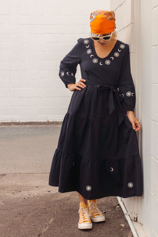 Luna Midi Dress - Navy