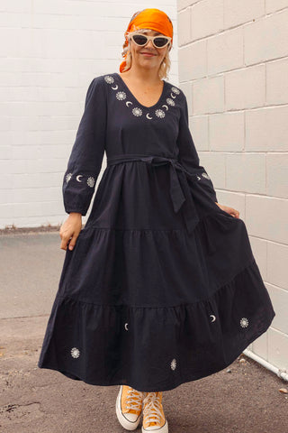 Luna Midi Dress - Navy