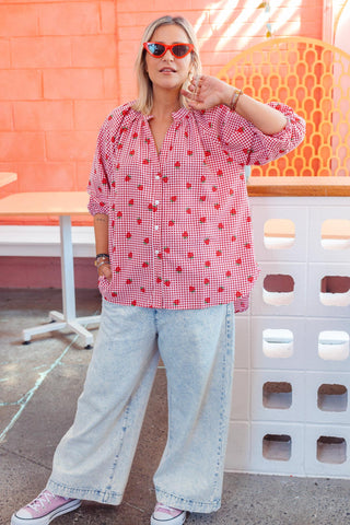 Luxe Shirt - Gingham Red