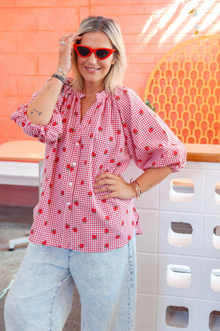 Luxe Shirt - Gingham Red