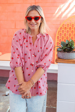 Luxe Shirt - Gingham Red