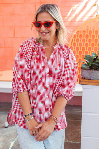 Luxe Shirt - Gingham Red
