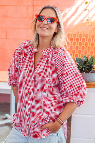 Luxe Shirt - Gingham Red