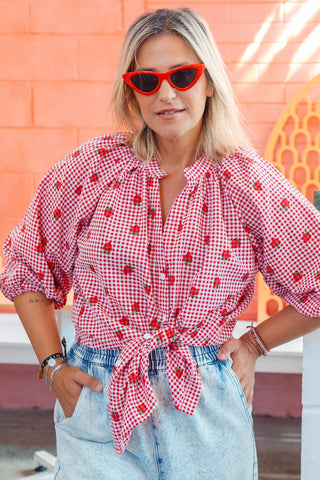 Luxe Shirt - Gingham Red
