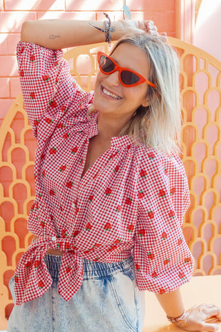Luxe Shirt - Gingham Red