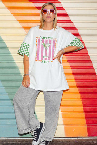 Luxe Tee - Olive You White