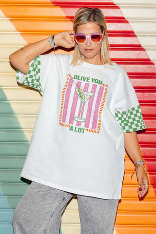 Luxe Tee - Olive You White