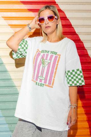 Luxe Tee - Olive You White