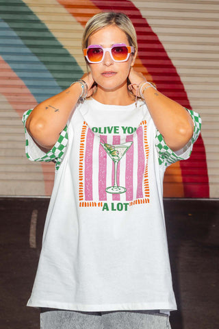 Luxe Tee - Olive You White