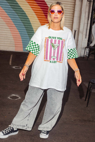 Luxe Tee - Olive You White