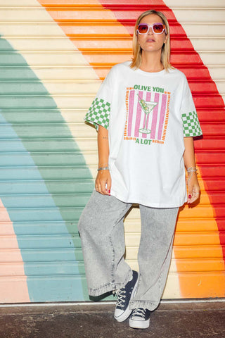 Luxe Tee - Olive You White