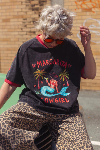 Margarita Cowgirl Tee - Charcoal