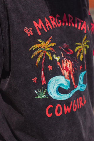 Margarita Cowgirl Tee - Charcoal
