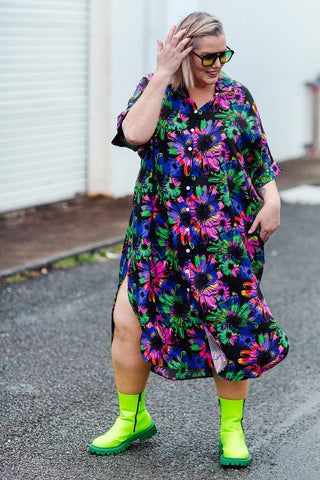 Mika Dress - Neon Floral