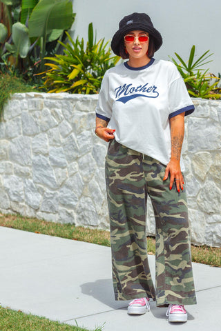 Mother Tee - Navy & White